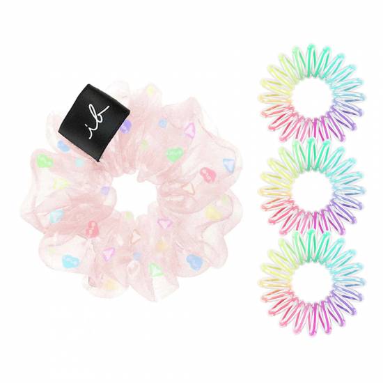 Détail du kit Invisibobble Kids - Sprunchie rose et élastiques spirales pour cheveux d'enfants